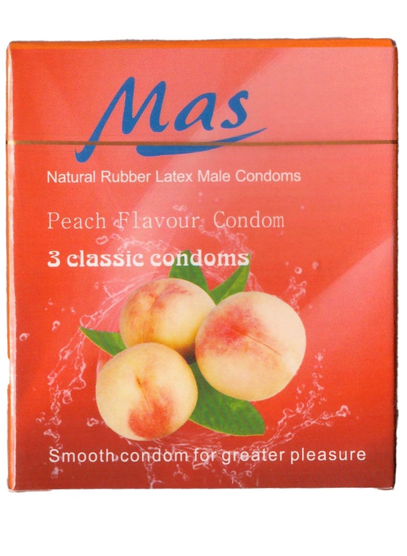 MAS Natural Rubber Latex Condoms, Peach 4 Packs of 3 Condoms - Image 2