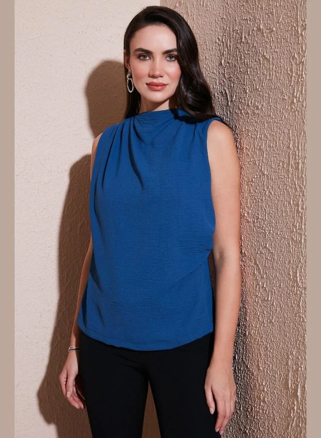 Lela Lela Slim Fit Stand Collar Shoulder Gathered Blouse Women's BLOUSE 6527836