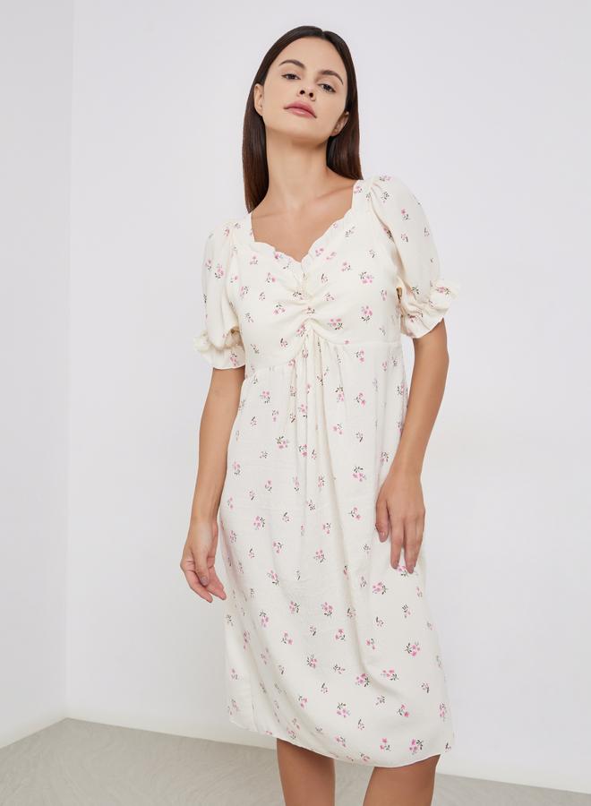 تايك تو قميص نوم بأكمام متموجة بطبعة زهور - Image 2