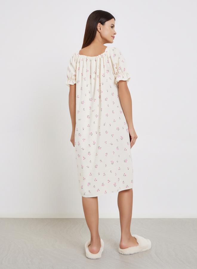 تايك تو قميص نوم بأكمام متموجة بطبعة زهور - Image 4