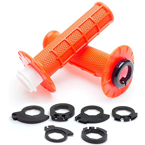 APE RACING Anti-Slip Lock on Twist Throttle Handlebar Grips for Motorcycle Dirt bike Motocross (Orange) - Image 1