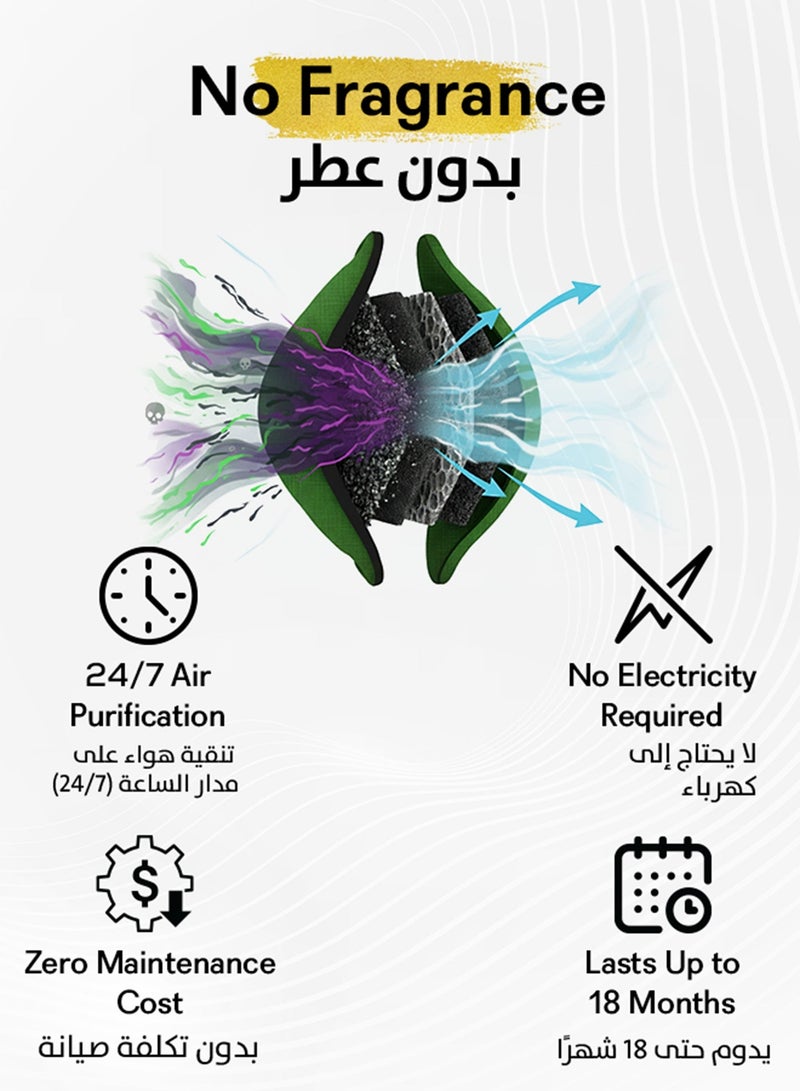 Non-Electric Car Air Purifier with Activated Carbon - Forest Green - Image 3