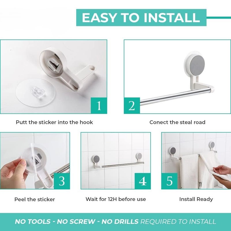 LANLOY Stainless Steel Wall-Mounted Towel Bar-Self-Adhesive Magic Sticker Napkin Holder for Bathroom & Kitchen - Image 5