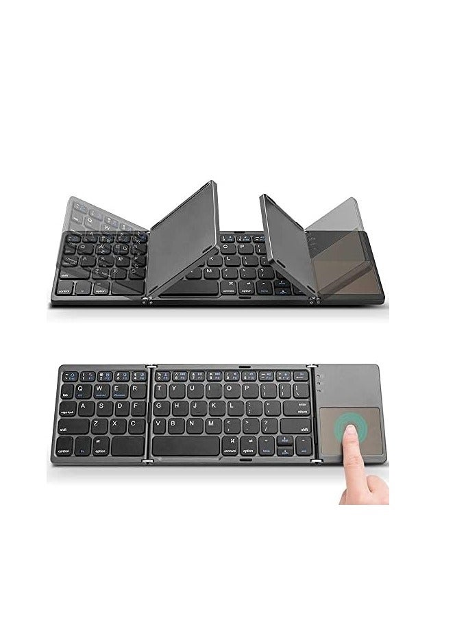 Bluetooth Fordable Ultra Slim Keyboard With Touch pad Grey/Black - Image 1