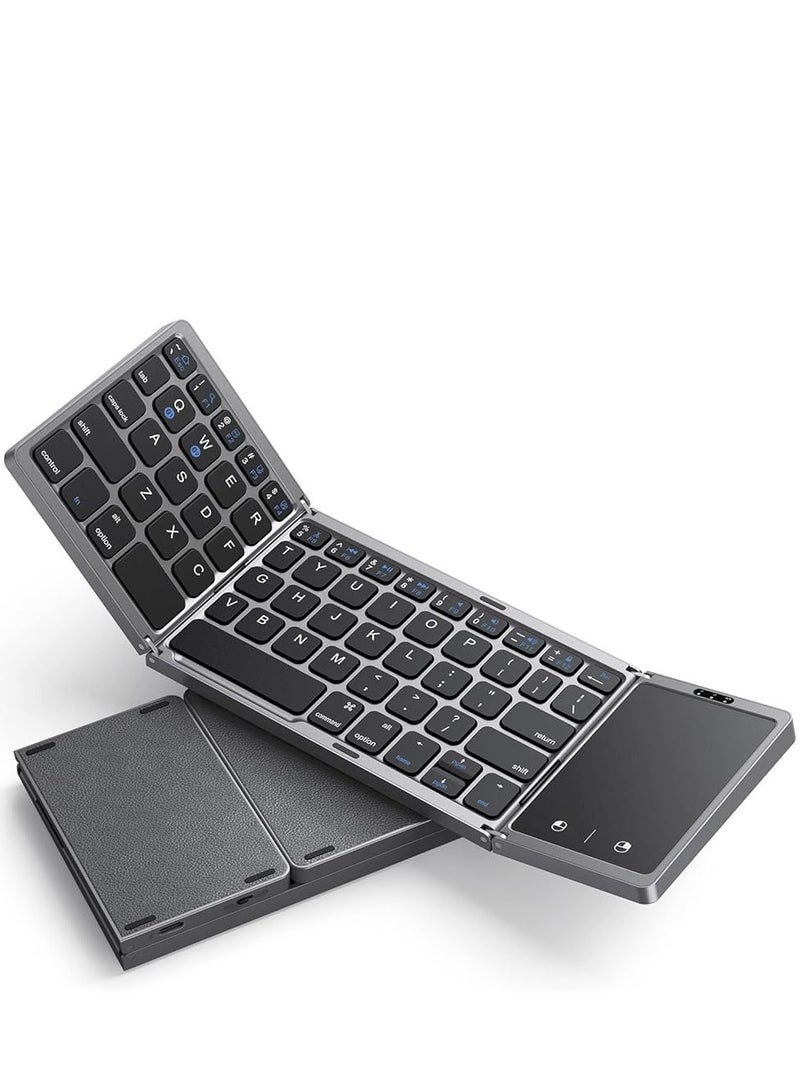 Bluetooth Fordable Ultra Slim Keyboard With Touch pad Grey/Black - Image 3