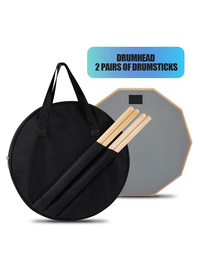 Drum Practice Pad for drumming drum pad and sticks 10.5 In,Sided With 2 Pairs/4 Drum Sticks & Storage Bag(Gray) - Image 5