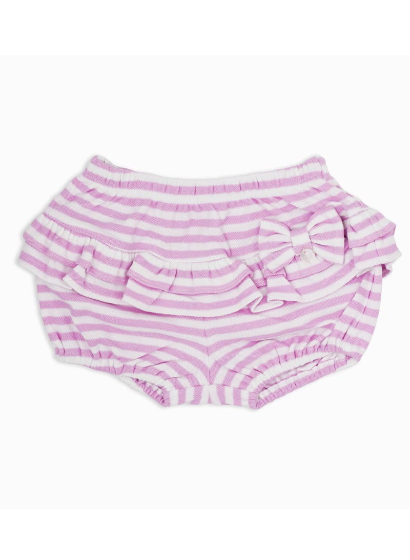 MOON 100% Cotton Top & Bloomer 3-6M Pink - Pink Stripes - Image 4