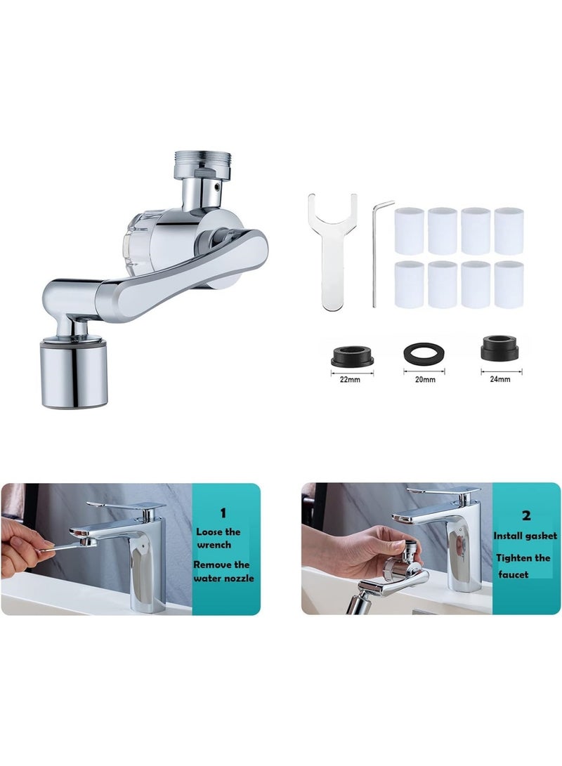 saykfoe Water Filter for Sink Faucet,1080° Rotating Tap Extender with 2 Water Outlet Modes, Relieve Dry, Rough&Itchy Senstive Skin for Bathroom Face Wash - Suitable for Home Kitchen & Bathroom - Image 2