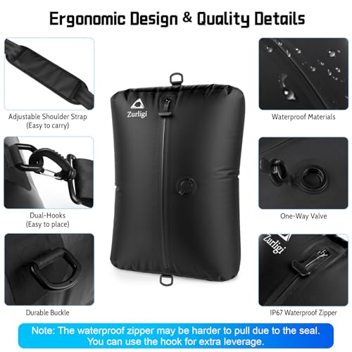 Zurligi Vacuum Bags for Travel with Pump, Vacuum Compression Bag with Adjustable Shoulder Strap, IP67 Reusable Vacuum Packing Cubes for Luggage, Backpack, Suitcase, Yoga, Swim, Beach - Image 5