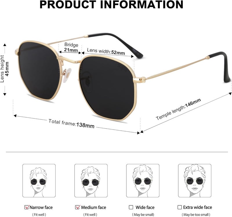 Sojos Square Polarized Sunglasses for Women Men Small Hexagonal Polygon Shades SJ1072 - Image 5