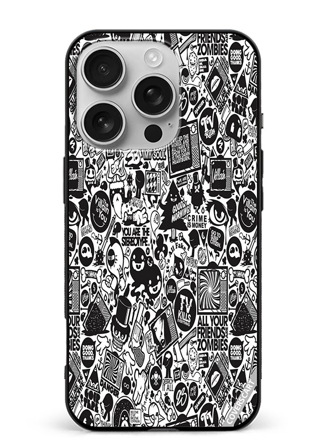 COVERSCART Protective Case Cover For Apple iPhone 16 Pro B And W Toons Design Multicolour