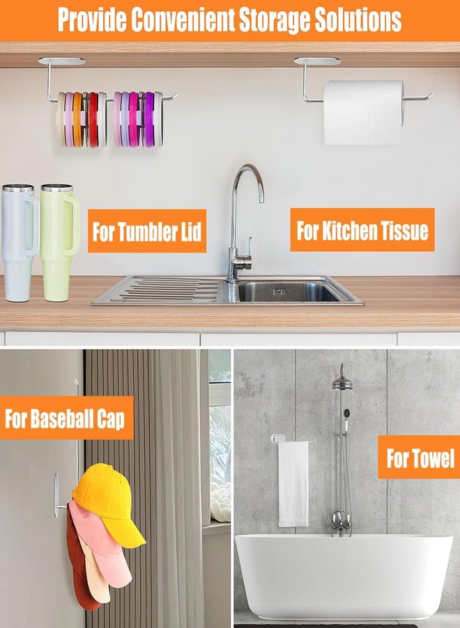 Hysagtek 𝐔𝐩𝐠𝐫𝐚𝐝𝐞𝐝 𝟐 𝐏𝐚𝐜𝐤 Tumbler Lid Organizer, 𝟏𝟎.𝟖'' Tumbler Lid Storage Hook Under Kitchen Cabinet, Space Saving Cup Lid Holder for Yeti/Stanley Tumbler Lids - Image 5