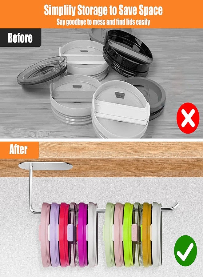 Hysagtek 𝐔𝐩𝐠𝐫𝐚𝐝𝐞𝐝 𝟐 𝐏𝐚𝐜𝐤 Tumbler Lid Organizer, 𝟏𝟎.𝟖'' Tumbler Lid Storage Hook Under Kitchen Cabinet, Space Saving Cup Lid Holder for Yeti/Stanley Tumbler Lids - Image 3
