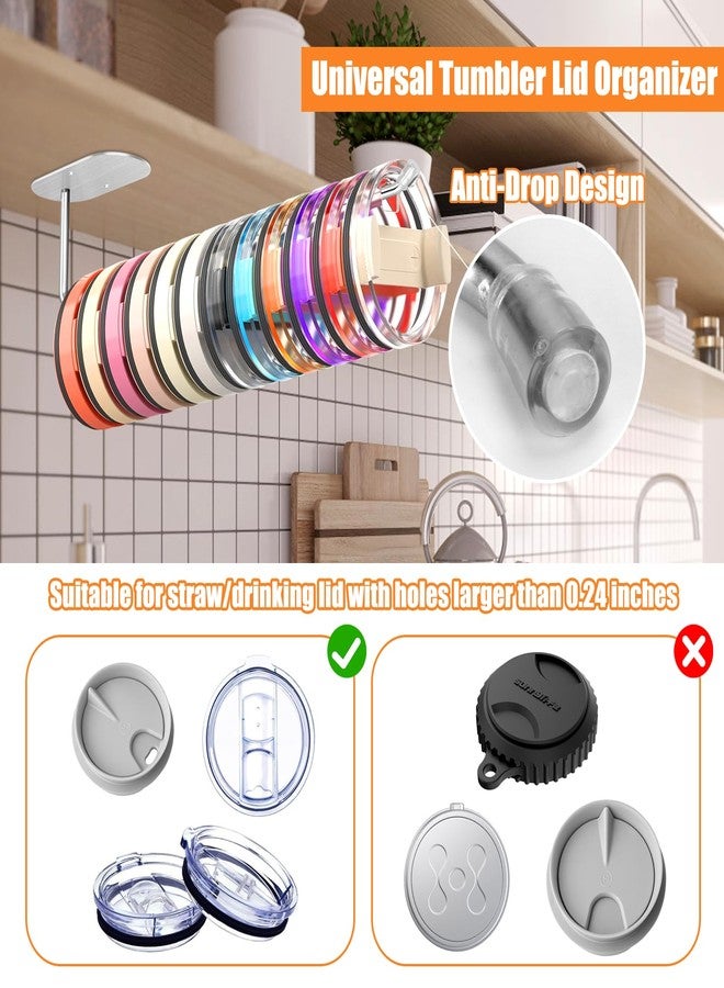 Hysagtek 𝐔𝐩𝐠𝐫𝐚𝐝𝐞𝐝 𝟐 𝐏𝐚𝐜𝐤 Tumbler Lid Organizer, 𝟏𝟎.𝟖'' Tumbler Lid Storage Hook Under Kitchen Cabinet, Space Saving Cup Lid Holder for Yeti/Stanley Tumbler Lids - Image 4