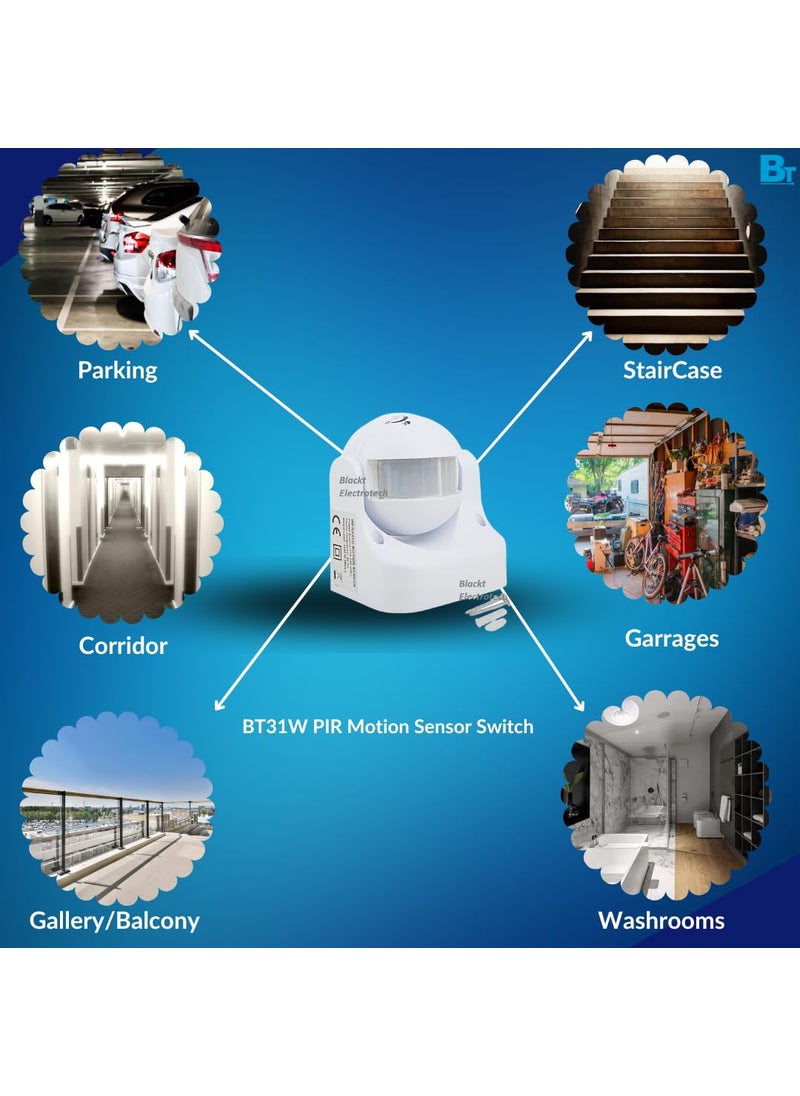 BlackT ElectroTech Blackt Electrotech BT31W PIR Sensor Motion Sensor Energy Saving Motion Detector Wall Mounted 1  - Image 5