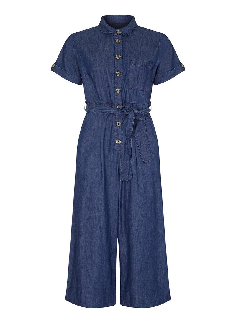 Yumi - Blue Button Denim Jumpsuit - Image 1