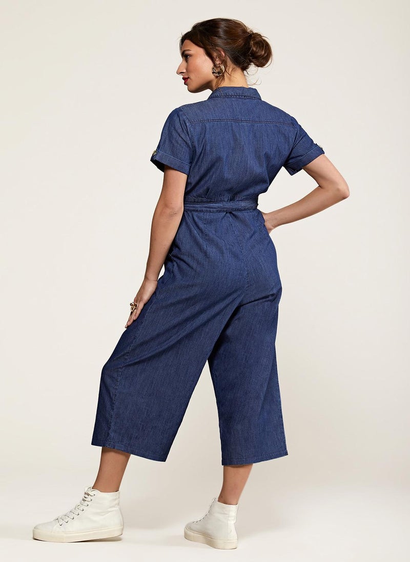 Yumi - Blue Button Denim Jumpsuit - Image 1