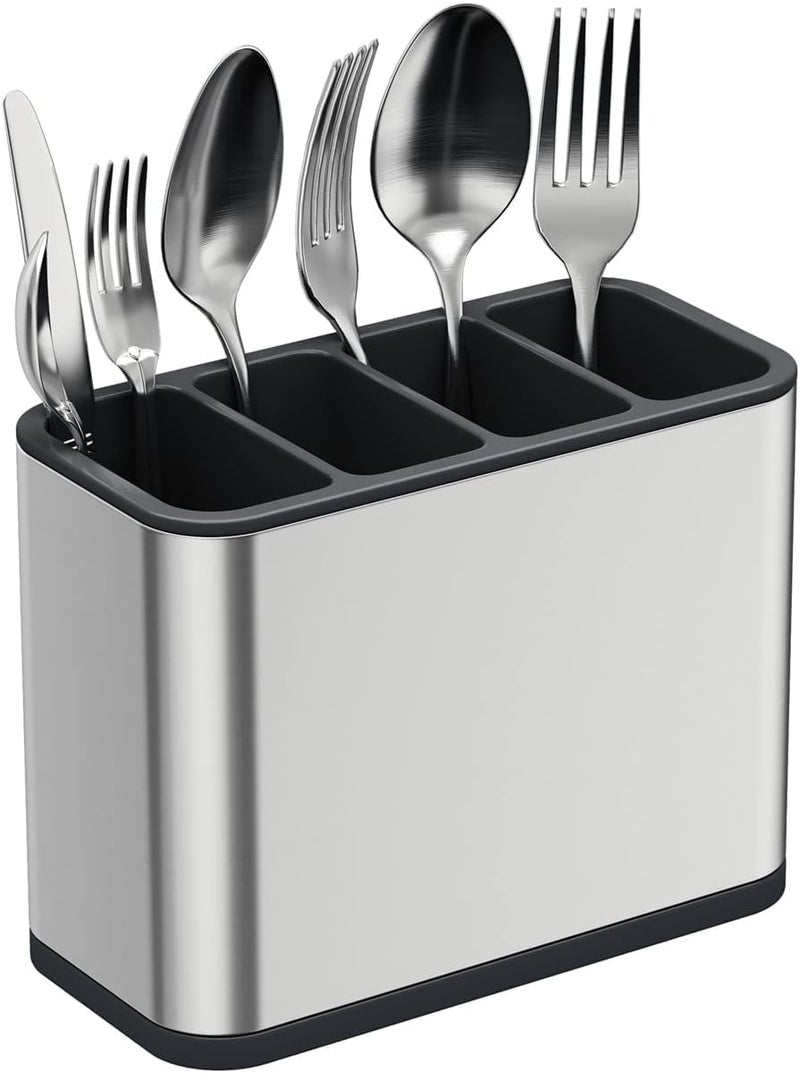 REDITEX Silverware Caddy Utensil Caddy Spoon Holder with 4 Divided Compartments Sturdy Stainless Steel Rust Proof - Image 3