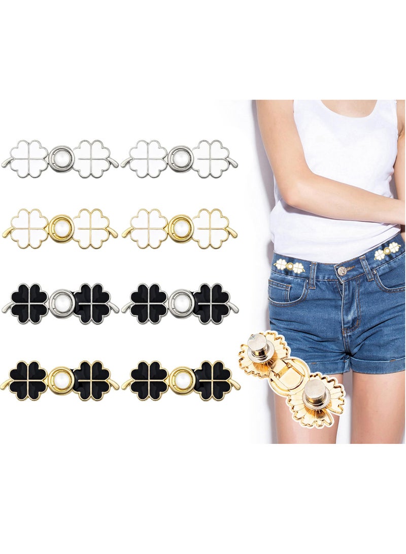 Excefore Pant Waist Tightener, 8 Set 4 Style Jean Button Pins No Sewing Required Pants Clips for Waist, Adjustable Waist Buckle Extender, or Loose Pants, Jeans and Dress, Jean Button Pins - Image 1