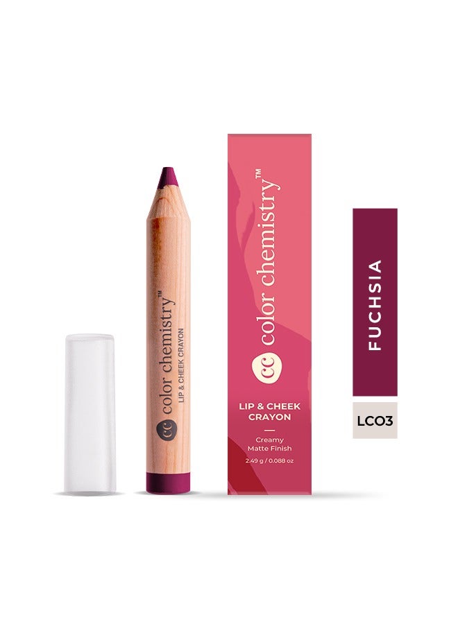 Color Chemistry Fuchsia Lip And Cheek Crayon - 2.49 g, Vegan, Ultra-Matte, Non-Drying, Pigmented And Long-Stay Lipstick, Multi-Use Lip Crayon - Image 1