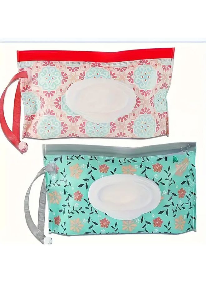 مجموعة من 2 قطعة حقيبة مناديل قابلة لإعادة الاستخدام محمولة موديل A حاوية موزع مناديل للسيدات الأمهات - Image 5