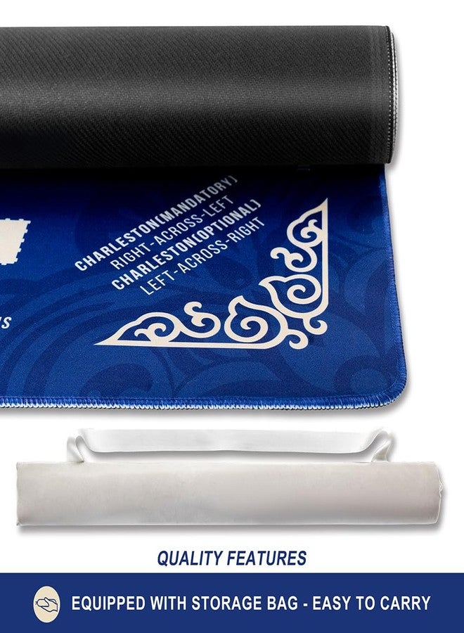 TANSOREX Mahjong Mat for Table with Printed American Rules & Carry Bag, 32.4x32.4 Inch Non-Slip Silent Tabletop Gaming Mat for American Mahjong & Tile Games (Blue) - Image 4