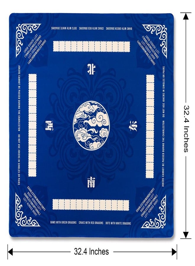 TANSOREX Mahjong Mat for Table with Printed American Rules & Carry Bag, 32.4x32.4 Inch Non-Slip Silent Tabletop Gaming Mat for American Mahjong & Tile Games (Blue) - Image 5