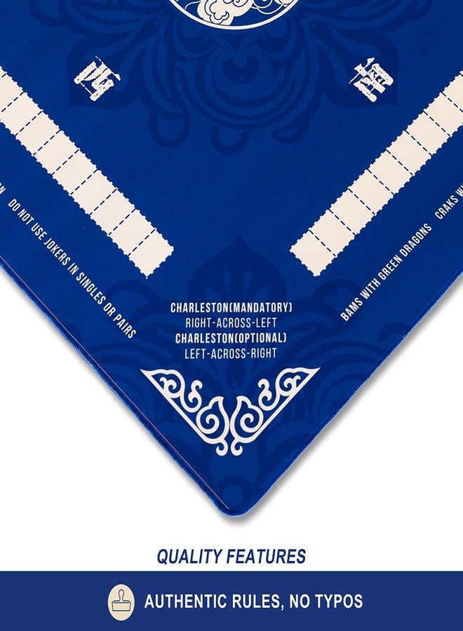 TANSOREX Mahjong Mat for Table with Printed American Rules & Carry Bag, 32.4x32.4 Inch Non-Slip Silent Tabletop Gaming Mat for American Mahjong & Tile Games (Blue) - Image 3
