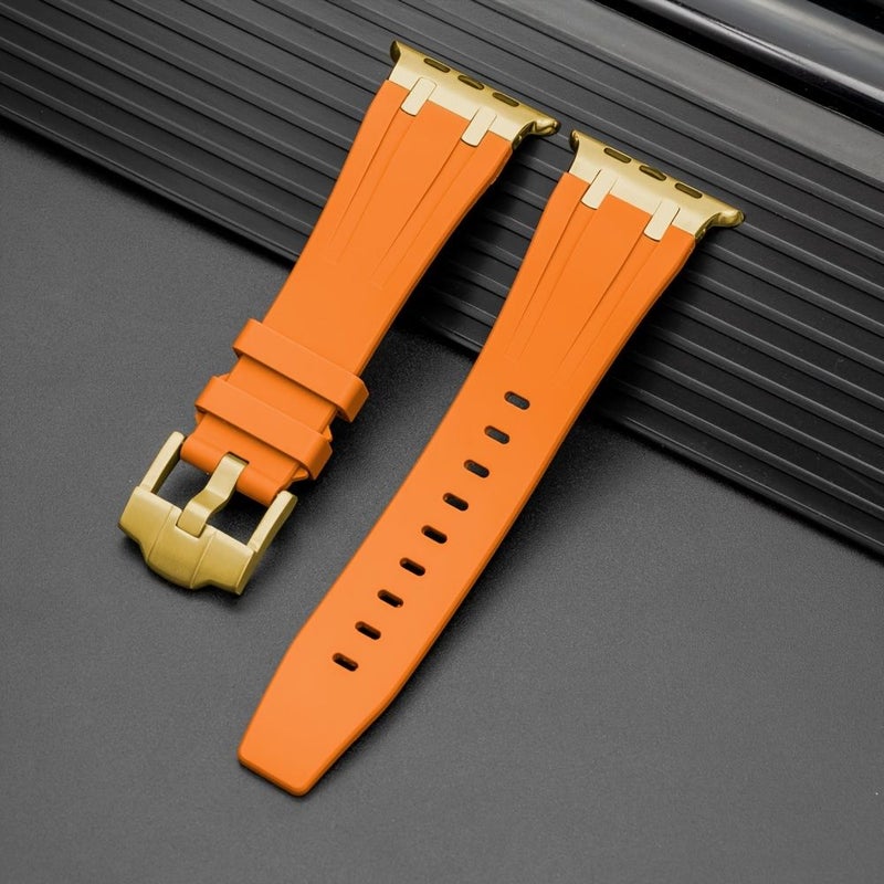 سوار رياضي من السيليكون متوافق مع Apple Watch 42 44 45 49 مم باللون الأبيض العاجي مع محول من الفولاذ المقاوم للصدأ - Image 5