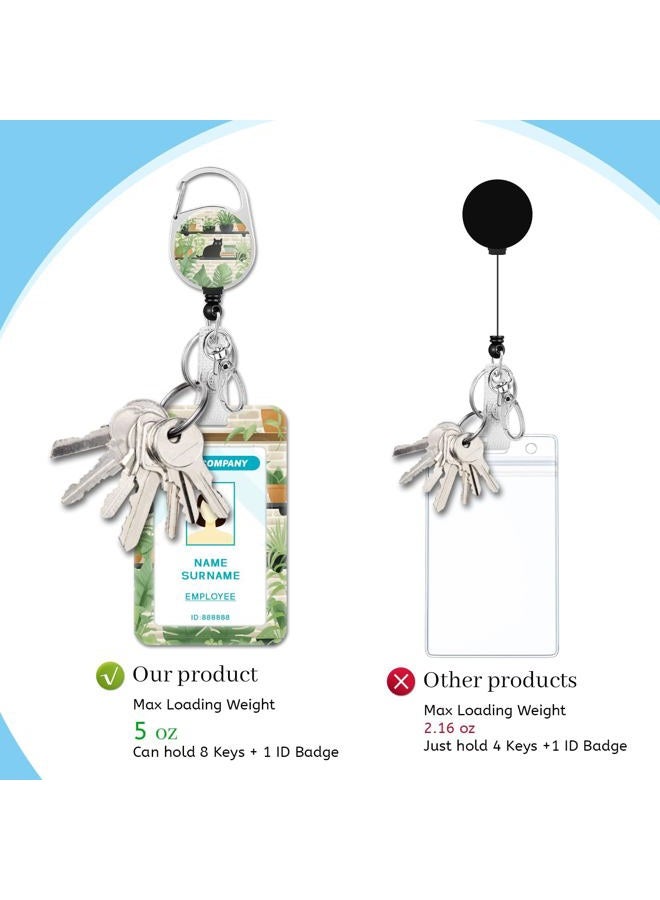 Hancynir Lanyards for Id Badges, Black Cat Leaves Badge Holder with Retractable Reel Clip, Cute Work Name Tags Keychain Lanyard ID Card Protector Cover Case for Women Teacher Nurse Doctor Office Gift - Image 5