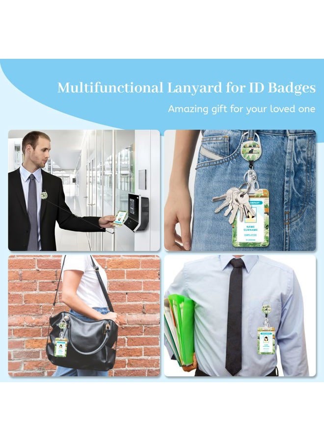 Hancynir Lanyards for Id Badges, Black Cat Leaves Badge Holder with Retractable Reel Clip, Cute Work Name Tags Keychain Lanyard ID Card Protector Cover Case for Women Teacher Nurse Doctor Office Gift - Image 3