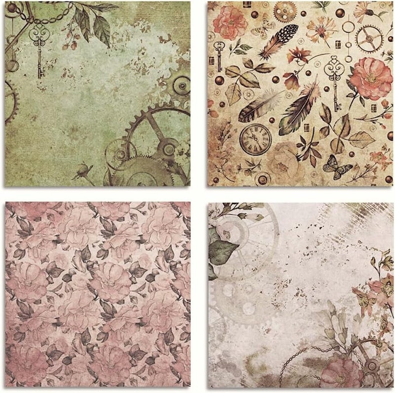 DESEACO Vintage Steampunk & Bohemian Scrapbook Paper Pad - 6x6 Inch Single-Sided Craft Paper for Junk Journals, Card Making, Decoupage, and DIY Projects - Image 2