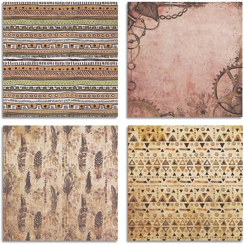 DESEACO Vintage Steampunk & Bohemian Scrapbook Paper Pad - 6x6 Inch Single-Sided Craft Paper for Junk Journals, Card Making, Decoupage, and DIY Projects - Image 3