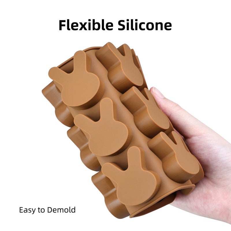 EDUEE Easter Bunny Molds 2pcs Silicone Chocolate Mold Rabbit Shape Easter Candy Mold 15 Cavity for Resin Soap Ice Cube Gummy Cupcake Decoration - Image 4