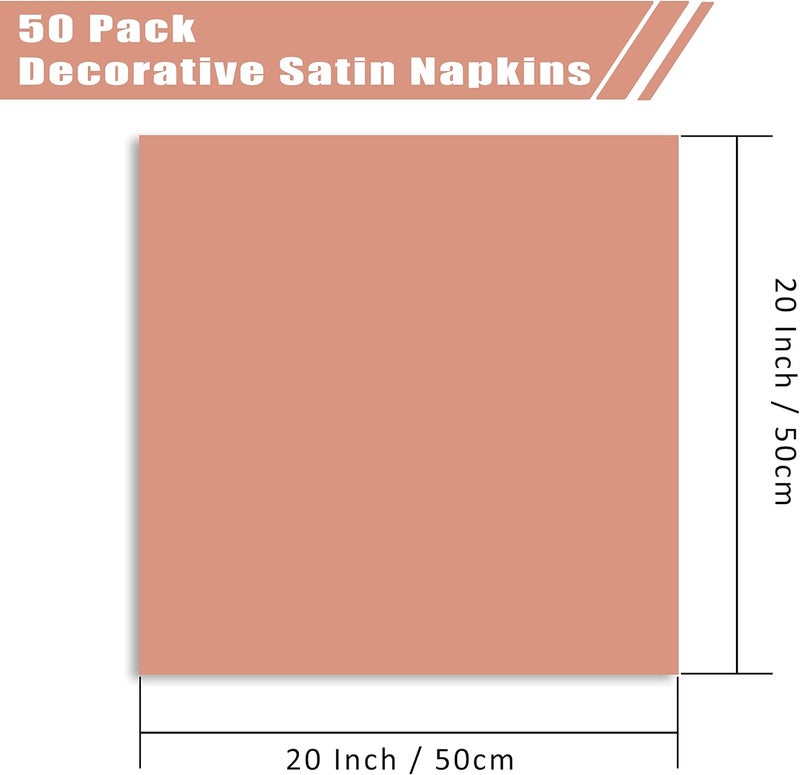 VACVELT 50 Pack Rose Gold Satin Napkins 20x20 Inch Wedding Napkins Bulk Decorative Elegant Dinner Napkins Square Table Napkins Decor Silky Satin Cloth Napkins for Restaurant Banquet Graduation Party - Image 5