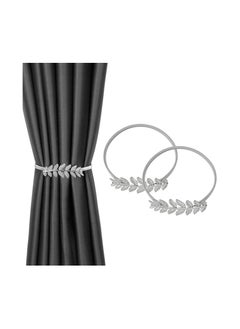 Spaceshoop Curtain Alloy Elasticity Curtains Loops Curtain Clips Rope Back Curtain Holder Buckles Curtain Binder Curtain Holder for Home Decoration Cafe Office Pack of 2pcs  - Image 1
