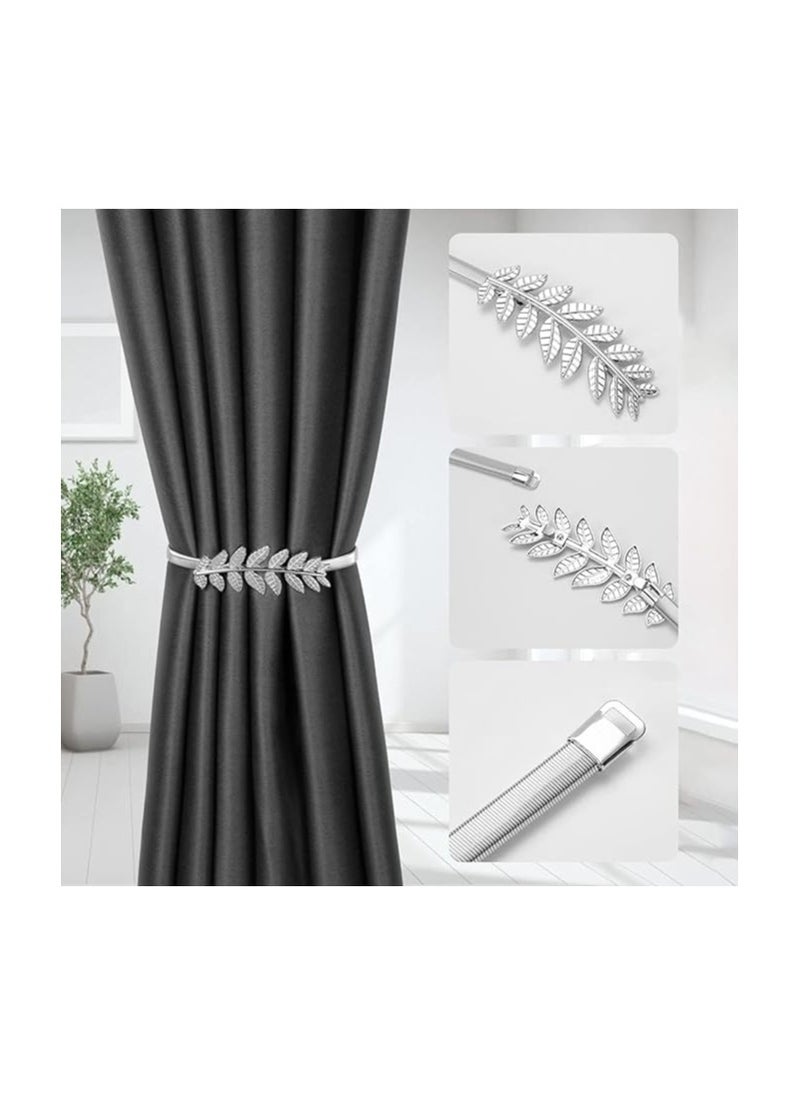 Spaceshoop Curtain Alloy Elasticity Curtains Loops Curtain Clips Rope Back Curtain Holder Buckles Curtain Binder Curtain Holder for Home Decoration Cafe Office Pack of 2pcs  - Image 2