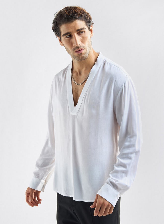 Splash FAV Relaxed Fit Shirt with V-neck and Long Sleeves - Image 1