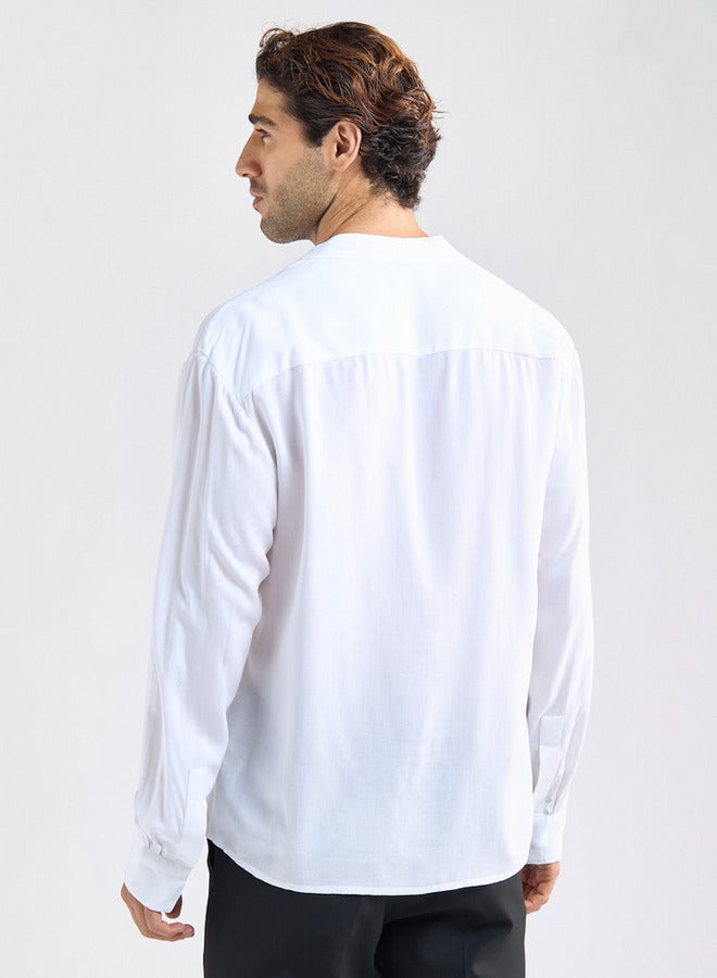 Splash FAV Relaxed Fit Shirt with V-neck and Long Sleeves - Image 3