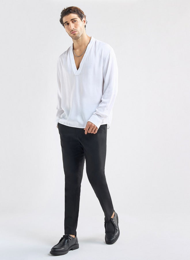 Splash FAV Relaxed Fit Shirt with V-neck and Long Sleeves - Image 2