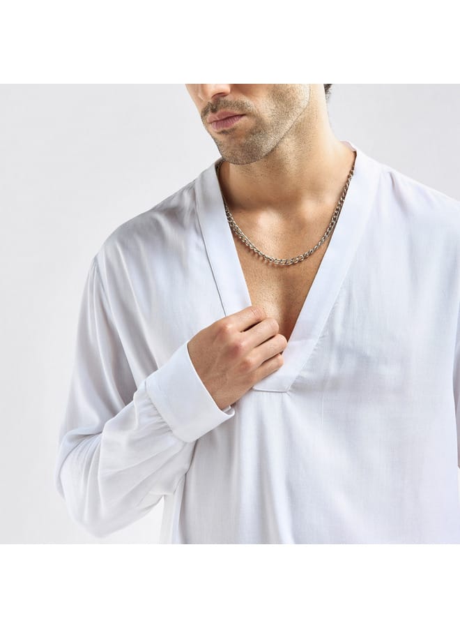 Splash FAV Relaxed Fit Shirt with V-neck and Long Sleeves - Image 4