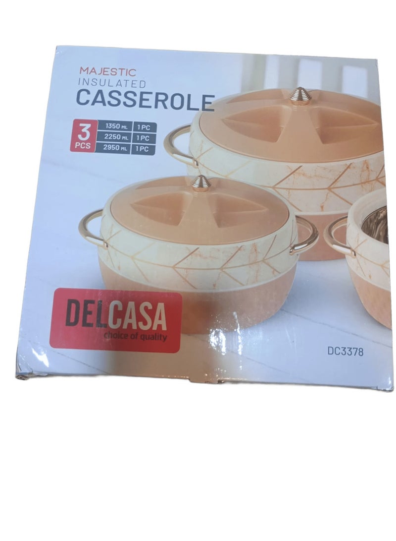 DELCASA 3Pc Casserole Set SS Inner 1.3+2.25+2.95L Twist Lock - Image 3