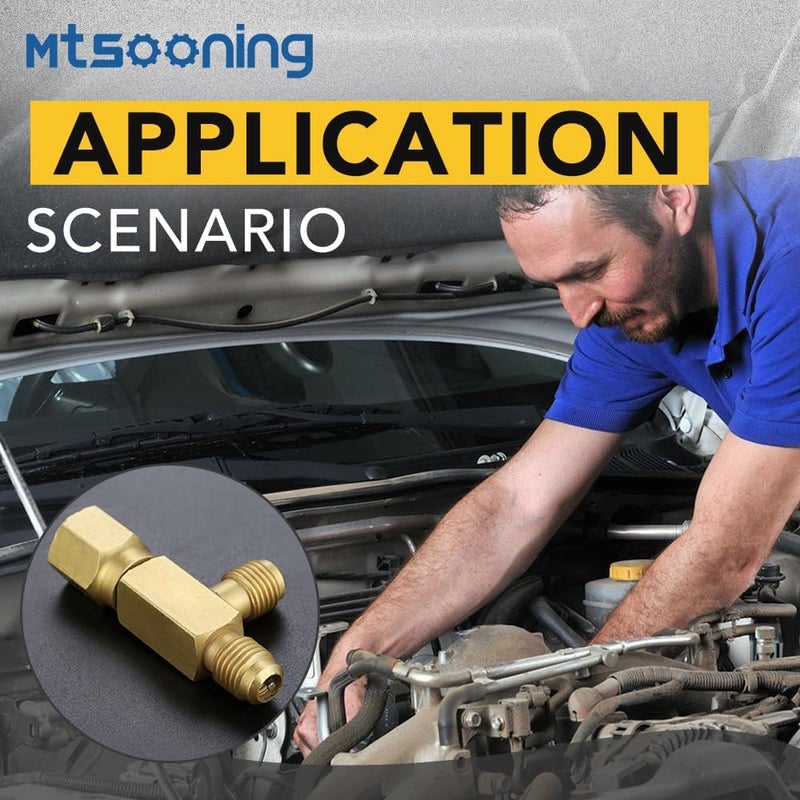 Mtsooning 2 Pcs Quick Coupler Access Tee, 1/4'' Valves Core Tee Adapter with Swivel Connector Replacement for Gauge Deep Vacuum Pump Manifold - Image 5