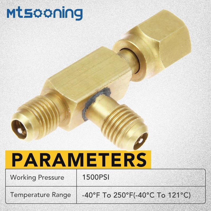 Mtsooning 2 Pcs Quick Coupler Access Tee, 1/4'' Valves Core Tee Adapter with Swivel Connector Replacement for Gauge Deep Vacuum Pump Manifold - Image 4