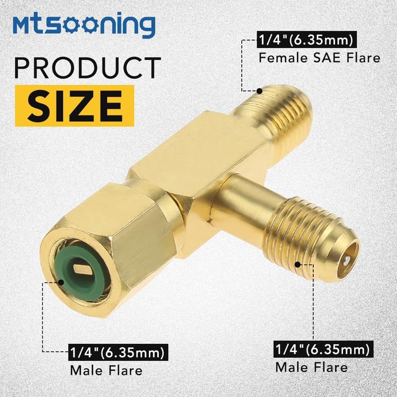 Mtsooning 2 Pcs Quick Coupler Access Tee, 1/4'' Valves Core Tee Adapter with Swivel Connector Replacement for Gauge Deep Vacuum Pump Manifold - Image 2