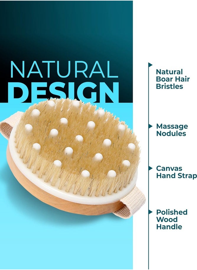 BELLSBERRY Wooden Body Brush with Massage Head – Round Exfoliating Scrubber for Deep Cleansing & Skin Care – Bath & Shower Spa Brush  - Image 4