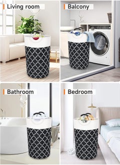Swift Large Laundry Basket Laundry Hamper Bag Washing Bin Clothes Bag Collapsible Tall with Handles Waterproof Travel Bathroom College Essentials Storage for College Dorm, Family, Black  - Image 2