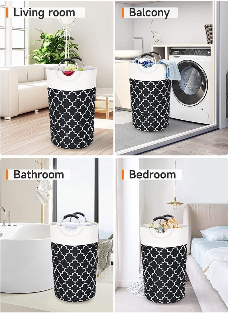 Swift Large Laundry Basket Laundry Hamper Bag Washing Bin Clothes Bag Collapsible Tall with Handles Waterproof Travel Bathroom College Essentials Storage for College Dorm, Family, Black  - Image 2