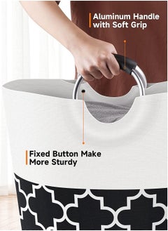 Swift Large Laundry Basket Laundry Hamper Bag Washing Bin Clothes Bag Collapsible Tall with Handles Waterproof Travel Bathroom College Essentials Storage for College Dorm, Family, Black  - Image 5