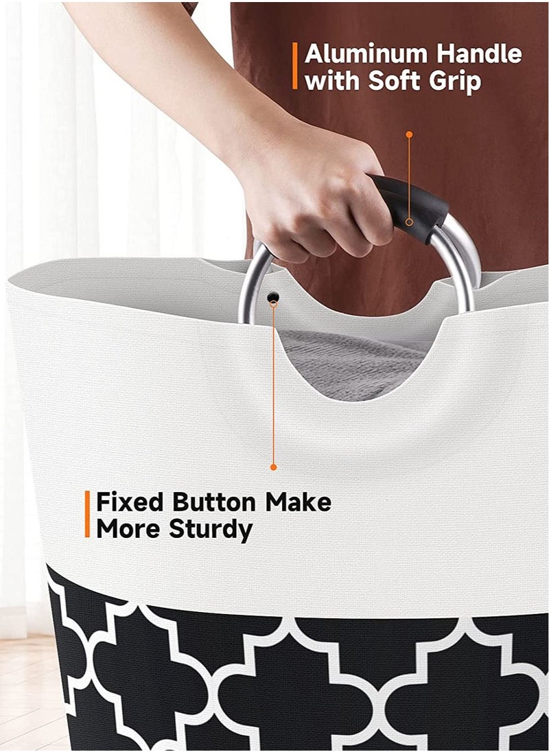 Swift Large Laundry Basket Laundry Hamper Bag Washing Bin Clothes Bag Collapsible Tall with Handles Waterproof Travel Bathroom College Essentials Storage for College Dorm, Family, Black  - Image 5